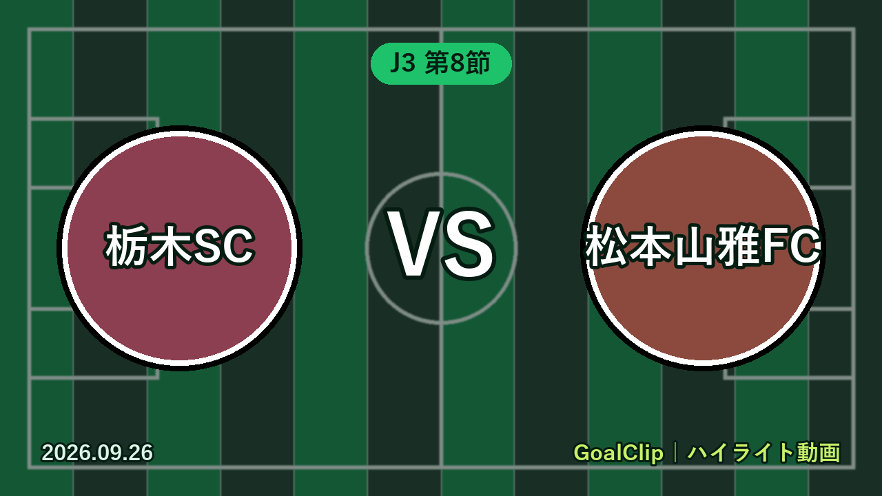 栃木SC vs 松本山雅FC(J3 第8節 2026/9/26)